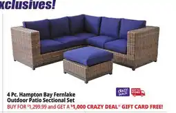 Ocean State Job Lot Hampton Bay Fernlake 4-Piece Outdoor Patio Sectional Set Brown/Midnight offer