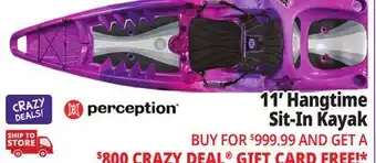 Ocean State Job Lot Perception Hangtime 11.0 Recreational Kayak Mystic offer