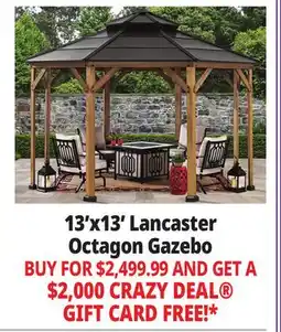 Ocean State Job Lot Lancaster 13' x 13' Octagon Cedar Hardtop Gazebo offer