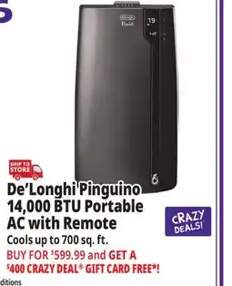Ocean State Job Lot De'Longhi Pinguino 14 000 BTU Portable Air Conditioner offer