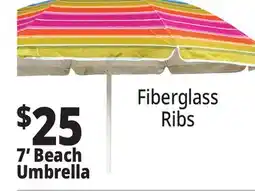 Ocean State Job Lot 7' Fiberglass Tilting Beach Umbrella offer