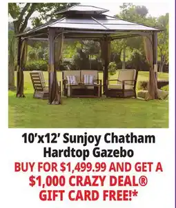 Ocean State Job Lot Sunjoy Chatham 10' x 12' Hardtop Gazebo with Netting offer