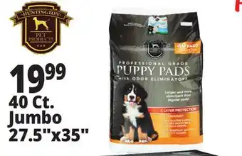 Ocean State Job Lot Huntington Pet Products Professional Grade 27.5 x 35 Puppy Pads with Odor Eliminators 40 Count offer
