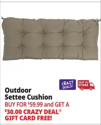 Ocean State Job Lot Outdoor Living Furnishings Acrylic Settee Patio Cushion with 3M Scotchgard Taupe offer