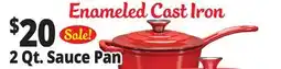 Ocean State Job Lot KLOK Enameled Cast Iron Sauce Pan with Lid 2 Qt offer