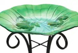 Ocean State Job Lot Glass Bird Bath with Metal Stand 18 offer