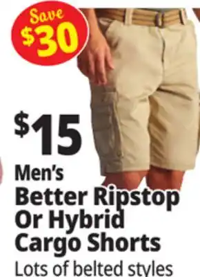 Ocean State Job Lot Men's Better Ripstop Or Hybrid Cargo Shorts offer