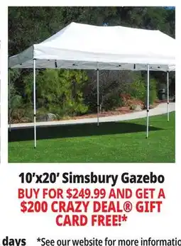 Ocean State Job Lot Simsbury 10' x 20' One-Touch Pop-Up Gazebo offer