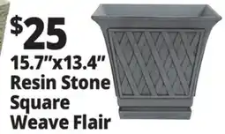 Ocean State Job Lot 15.7x13.4 Resin Stone Square Weave Flair offer