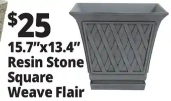 Ocean State Job Lot 15.7x13.4 Resin Stone Square Weave Flair offer