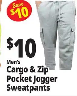 Ocean State Job Lot Men's Cargo & Zip Pocket Jogger Sweatpants offer