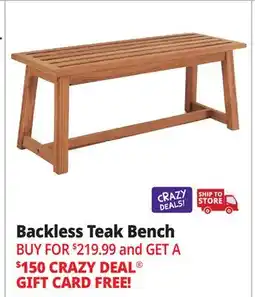 Ocean State Job Lot Backless Teak Bench offer