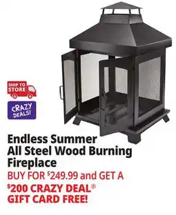 Ocean State Job Lot Endless Summer All Steel Wood Burning Fireplace offer