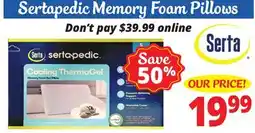 Ocean State Job Lot Sertapedic Memory Foam Pillows offer