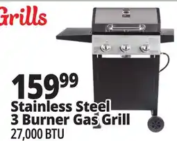 Ocean State Job Lot Stainless Steel 3 Burner Gas Grill offer