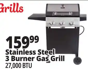 Ocean State Job Lot Stainless Steel 3 Burner Gas Grill offer