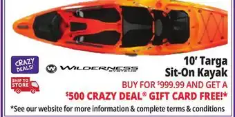 Ocean State Job Lot Wilderness Systems Targa 100 Sit-On-Top Recreational Kayak Mango offer
