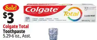 Ocean State Job Lot Colgate Total Clean Mint Toothpaste 6 oz offer
