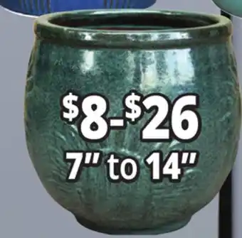 Ocean State Job Lot 7 to 14 Outdoor Glazed Ceramic Planters offer