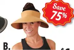 Ocean State Job Lot Wide Brim Roll-Up Straw Sun Visor offer