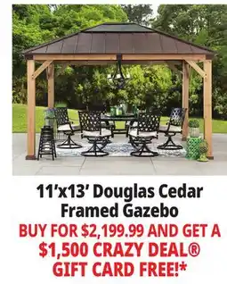 Ocean State Job Lot Douglas 11' x 13' Cedar Framed Gazebo with Steel & Polycarbonate Hip Roof Hardtop offer