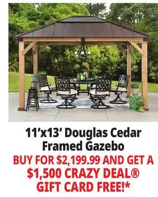 Ocean State Job Lot Douglas 11' x 13' Cedar Framed Gazebo with Steel & Polycarbonate Hip Roof Hardtop offer