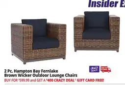 Ocean State Job Lot Hampton Bay Fernlake Brown Wicker Outdoor Lounge Chairs Set of 2 Midnight offer