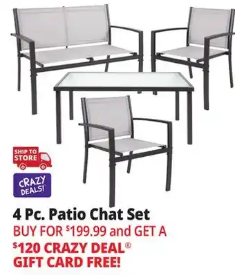 Ocean State Job Lot 4-Piece Patio Chat Set Gray offer