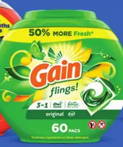 Ocean State Job Lot Gain Flings Oxi Boost and Febreze Original Scent Laundry Detergent Pacs 60 Count offer