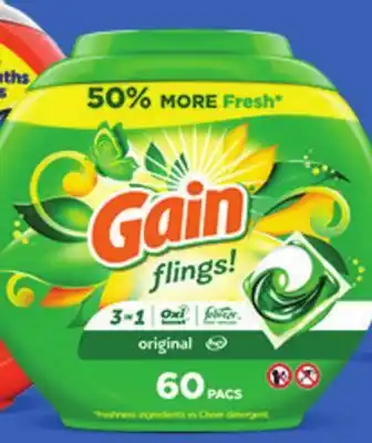 Ocean State Job Lot Gain Flings Oxi Boost and Febreze Original Scent Laundry Detergent Pacs 60 Count offer
