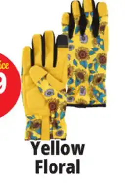 Ocean State Job Lot Garden Grove Women's Cushioned Palm Synthetic Leather Yellow Floral Garden Glove offer