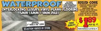 Ollie's WATERPROOF INTERLOCKING LUXURY Vinyl PLANK Flooring offer