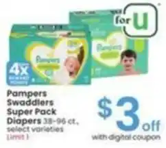 Albertsons Pampers Swaddlers Super Pack Diapers offer