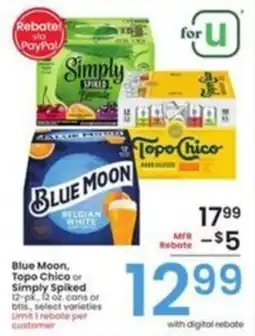 Albertsons Blue Moon, Topo Chico or Simply Spiked offer