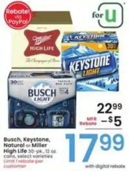 Albertsons Busch Light or Keystone Light offer