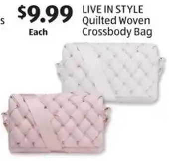 Aldi LIVE IN STYLE Quilted Woven Crossbody Bag offer