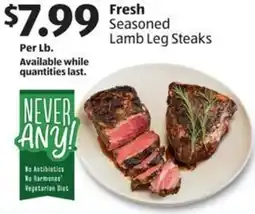 Aldi Fresh Seasoned Lamb Leg Steaks offer