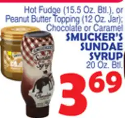 Bravo Supermarkets SMUCKER'S SUNDAE SYRUP 20 Oz. Btl offer