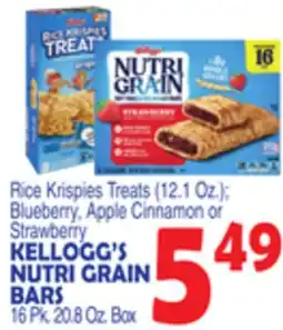 Bravo Supermarkets KELLOGG'S NUTRI GRAIN BARS, 16 Pk. 20.8 Oz. Box offer