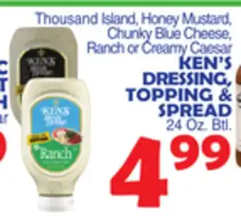Bravo Supermarkets KEN'S DRESSING, TOPPING & SPREAD offer