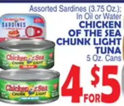 Bravo Supermarkets CHICKEN OF THE SEA CHUNK LIGHT TUNA 5 Oz. Cans offer