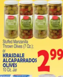 Bravo Supermarkets KRASDALE ALCAPARRADOS OLIVES 10 Oz. Jar offer
