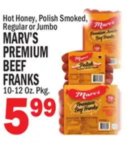 Bravo Supermarkets MARV'S PREMIUM BEEF FRANKS offer