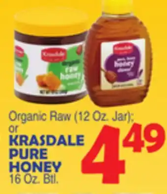 Bravo Supermarkets KRASDALE PURE HONEY, 16 Oz. Btl offer
