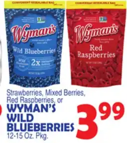 Bravo Supermarkets WYMAN'S STRAWBERRIES, MIXED BERRIES, RED RASPBERRIES, OR WILD BLUEBERRIES offer