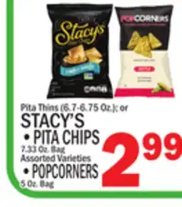 C Town STACY'S PITA CHIPS 7.33 Oz. Bag, POPCORNERS 5 Oz. Bag offer