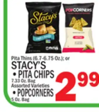C Town STACY'S PITA CHIPS 7.33 Oz. Bag, POPCORNERS 5 Oz. Bag offer