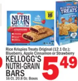 C Town KELLOGG'S NUTRI-GRAIN BARS 16 Ct. 20.8 Oz. Boxes offer