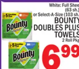 C Town BOUNTY DOUBLES PLUS TOWELS 2 Roll Pkg offer