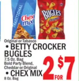 C Town BETTY CROCKER BUGLES 7.5 Oz. Bag, CHEX MIX 8 Oz. Bag offer